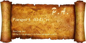 Pangert Alán névjegykártya